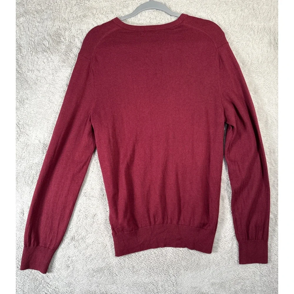 Banana Republic Luxury Blend Mens L Burgundy V Neck Sweater Silk Cashmere‎ Blend